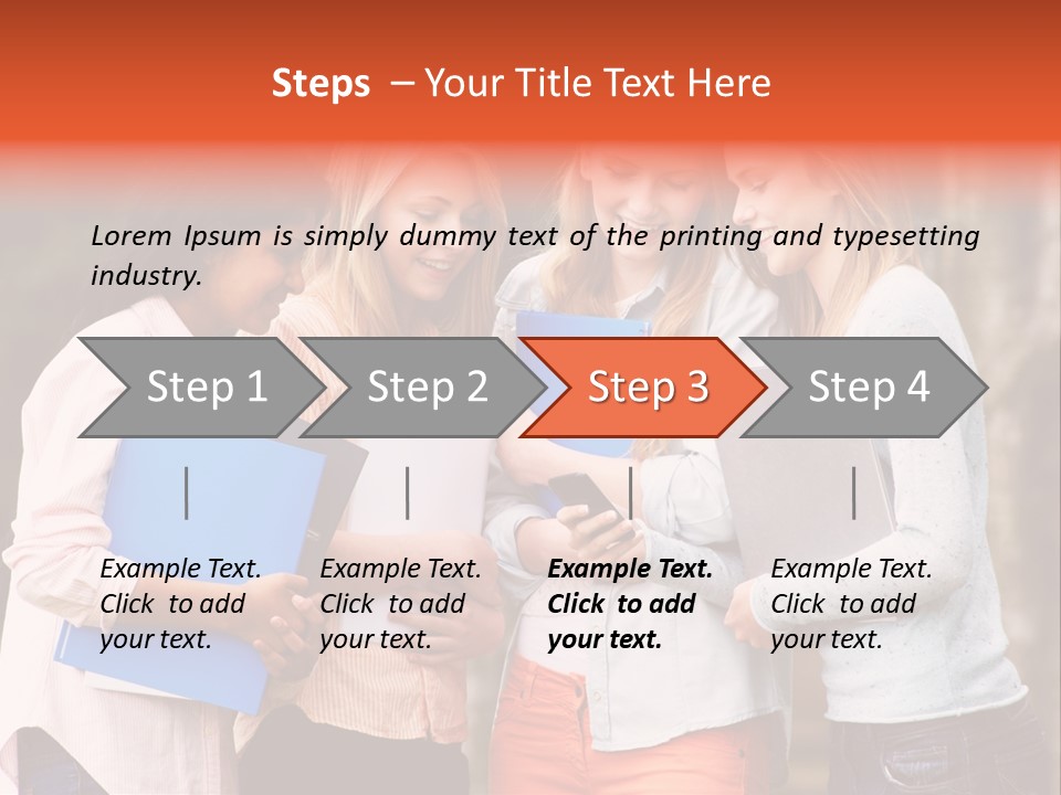 A Group Of Girls Holding Folders And Looking At A Cell Phone PowerPoint Template