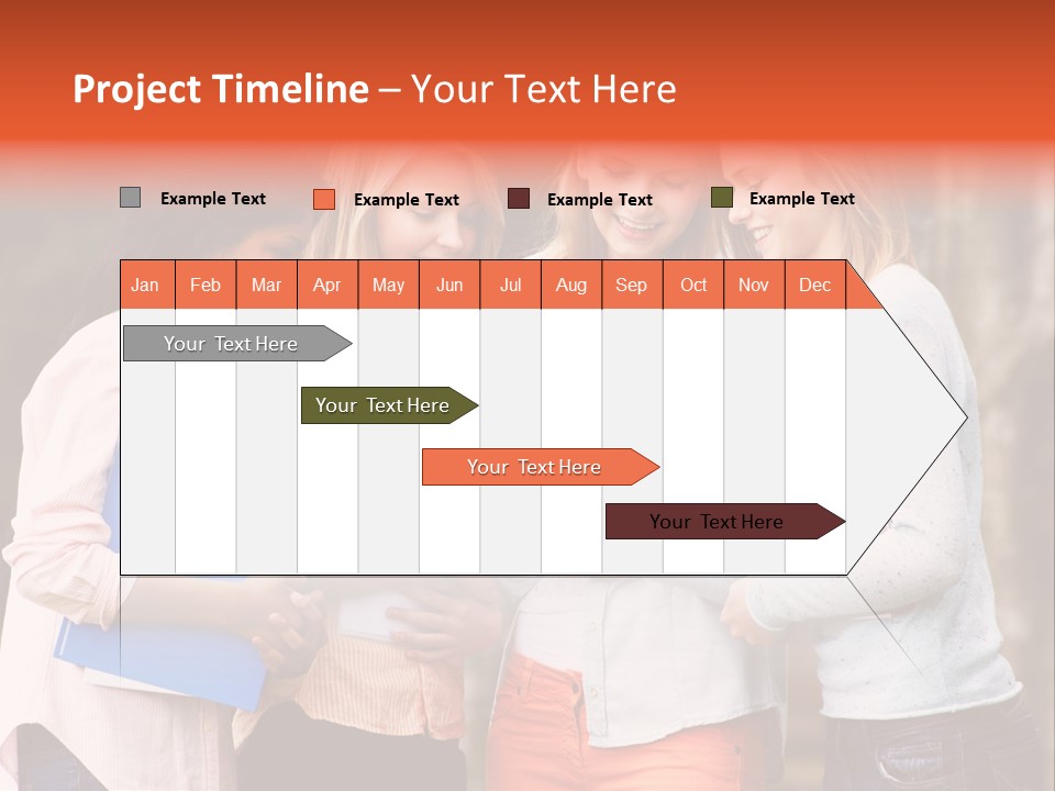 A Group Of Girls Holding Folders And Looking At A Cell Phone PowerPoint Template