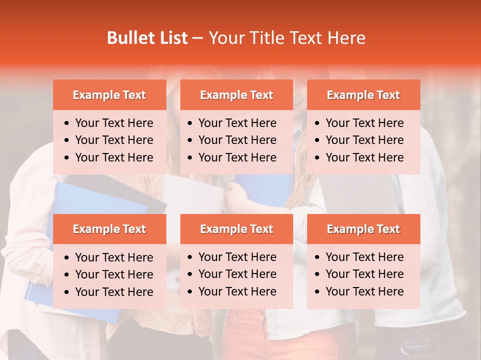 A Group Of Girls Holding Folders And Looking At A Cell Phone PowerPoint Template