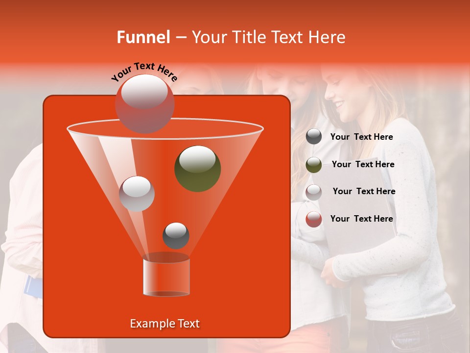 A Group Of Girls Holding Folders And Looking At A Cell Phone PowerPoint Template