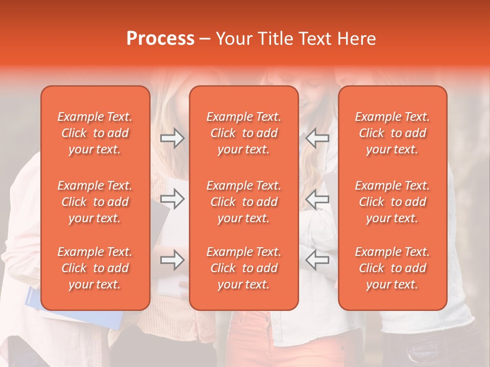 A Group Of Girls Holding Folders And Looking At A Cell Phone PowerPoint Template