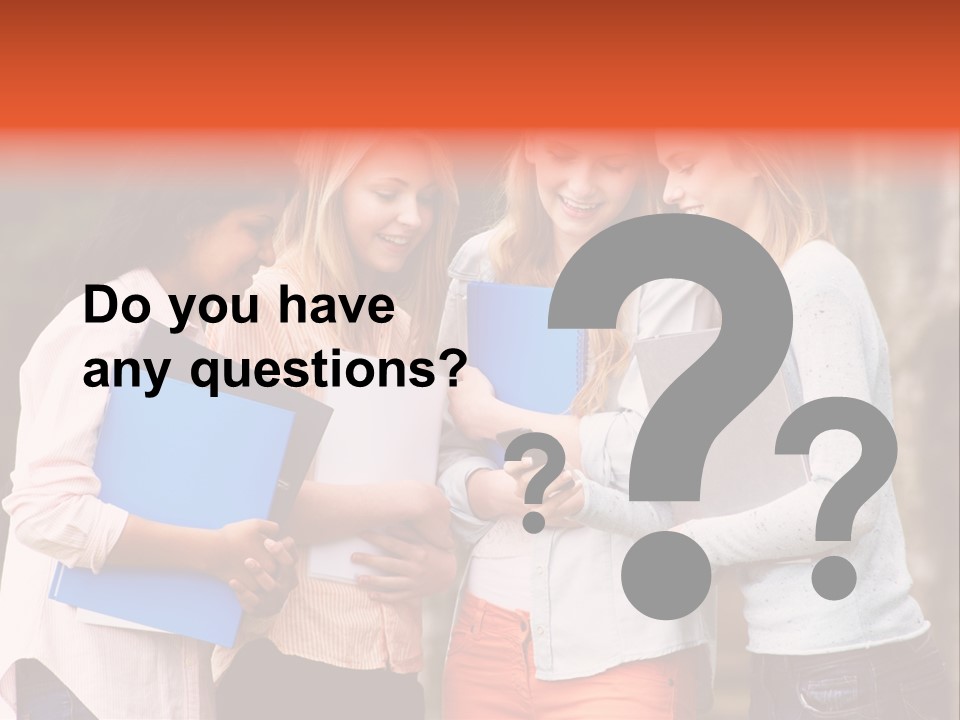 A Group Of Girls Holding Folders And Looking At A Cell Phone PowerPoint Template