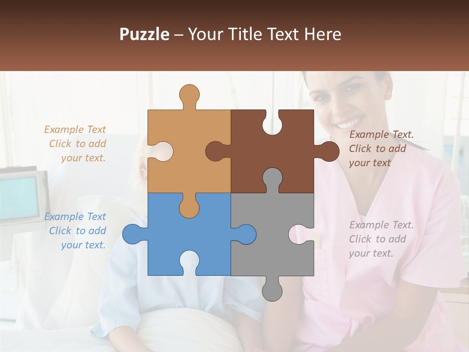 A Woman And A Little Girl Sitting On A Hospital Bed PowerPoint Template