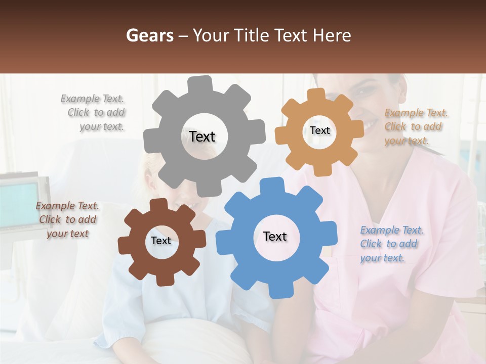 A Woman And A Little Girl Sitting On A Hospital Bed PowerPoint Template