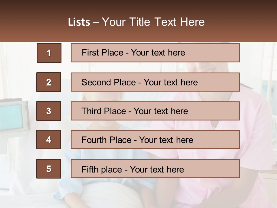 A Woman And A Little Girl Sitting On A Hospital Bed PowerPoint Template