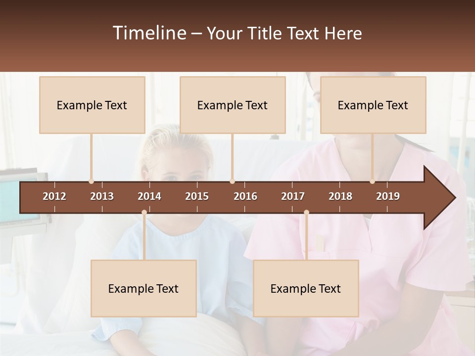 A Woman And A Little Girl Sitting On A Hospital Bed PowerPoint Template