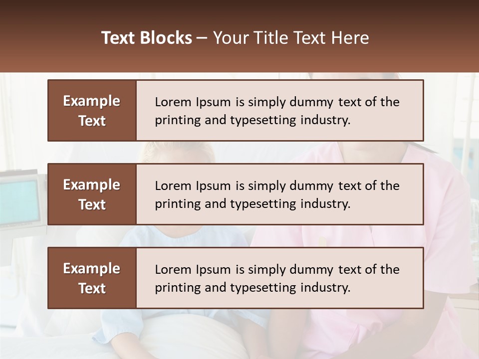 A Woman And A Little Girl Sitting On A Hospital Bed PowerPoint Template