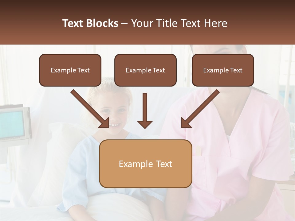 A Woman And A Little Girl Sitting On A Hospital Bed PowerPoint Template