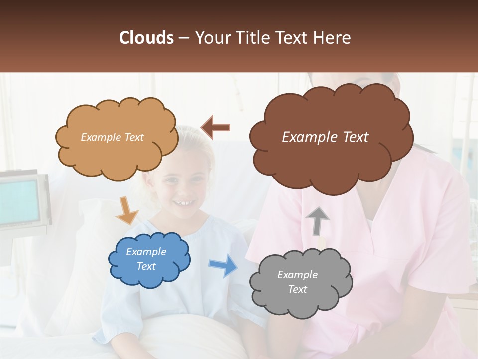 A Woman And A Little Girl Sitting On A Hospital Bed PowerPoint Template