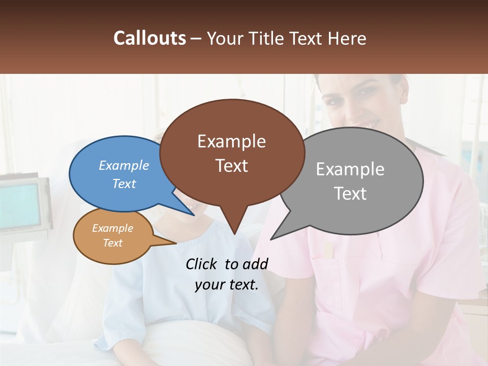 A Woman And A Little Girl Sitting On A Hospital Bed PowerPoint Template