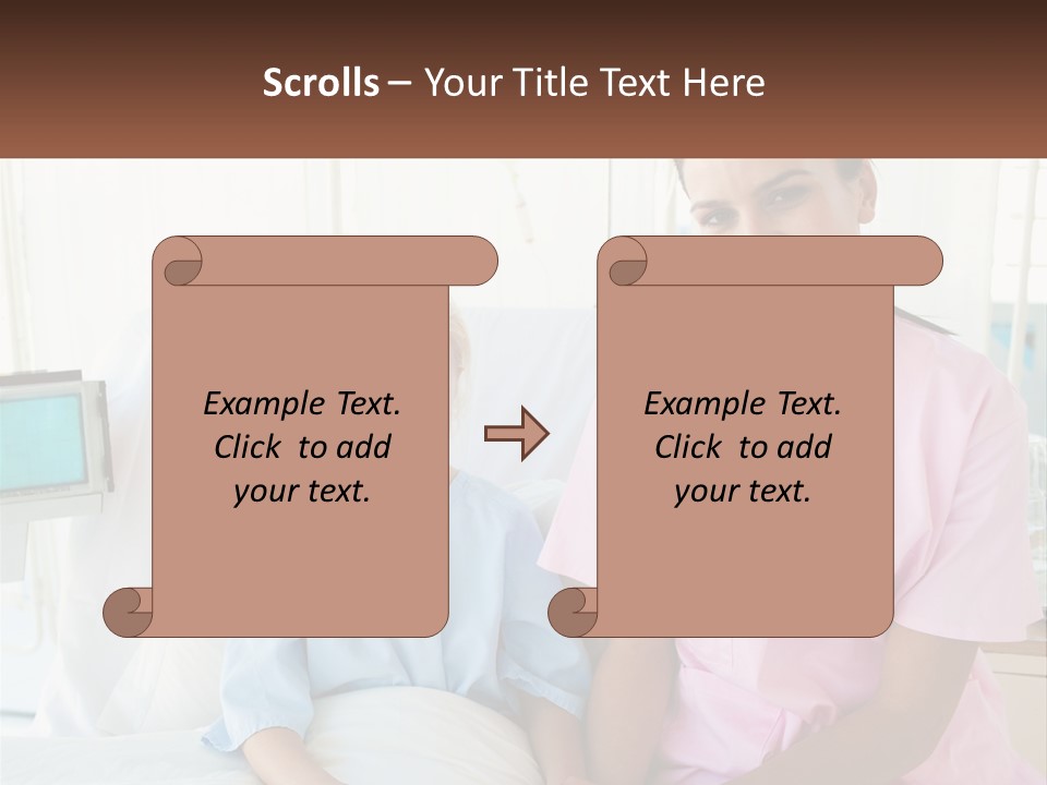 A Woman And A Little Girl Sitting On A Hospital Bed PowerPoint Template