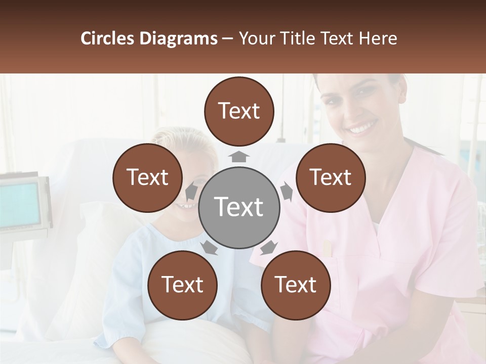 A Woman And A Little Girl Sitting On A Hospital Bed PowerPoint Template