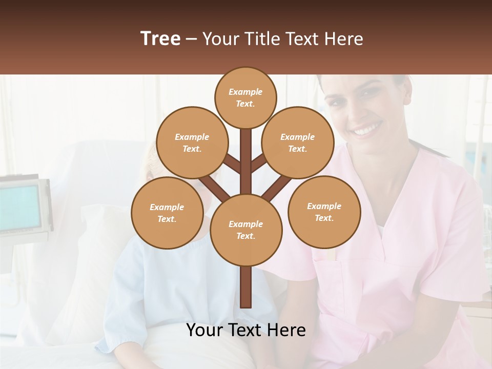 A Woman And A Little Girl Sitting On A Hospital Bed PowerPoint Template