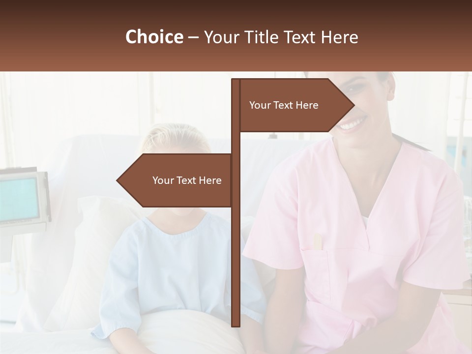 A Woman And A Little Girl Sitting On A Hospital Bed PowerPoint Template