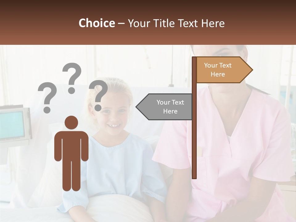A Woman And A Little Girl Sitting On A Hospital Bed PowerPoint Template