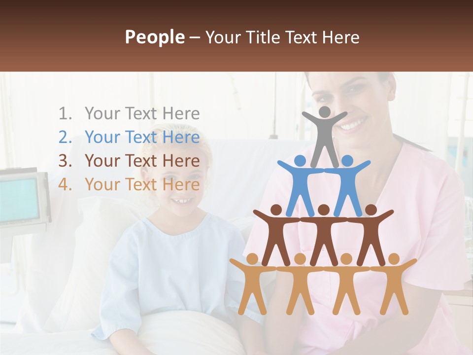 A Woman And A Little Girl Sitting On A Hospital Bed PowerPoint Template