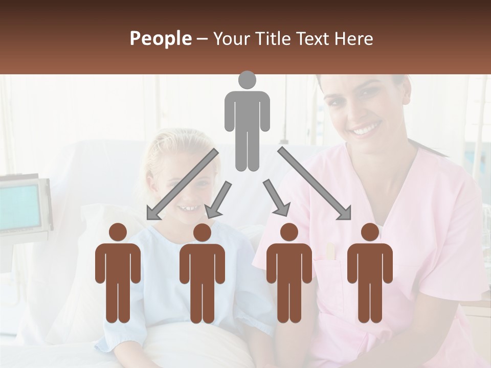 A Woman And A Little Girl Sitting On A Hospital Bed PowerPoint Template