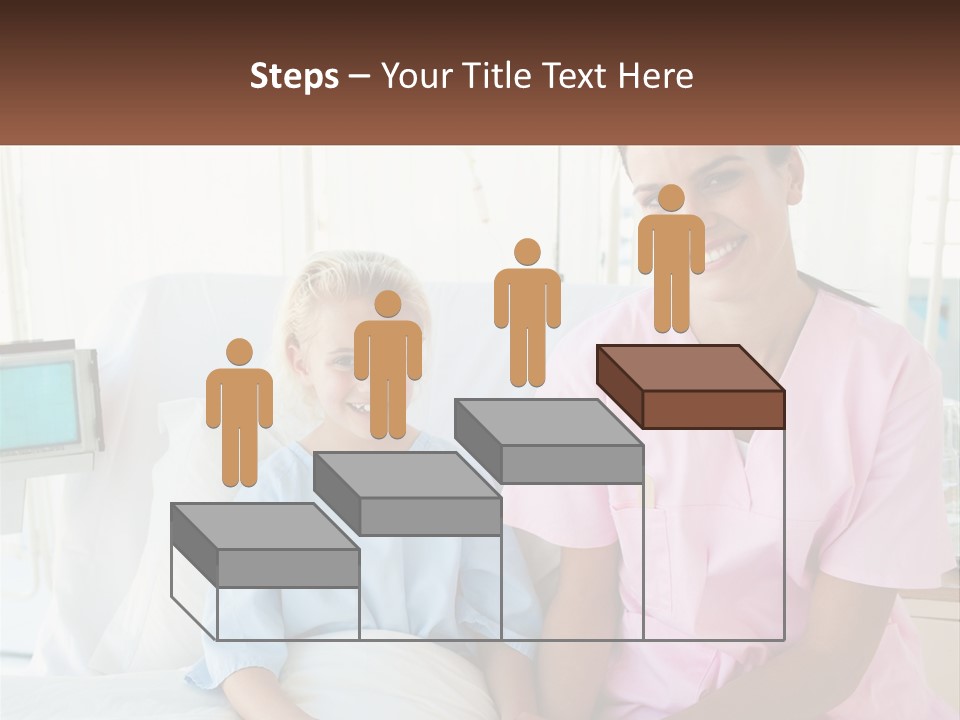 A Woman And A Little Girl Sitting On A Hospital Bed PowerPoint Template