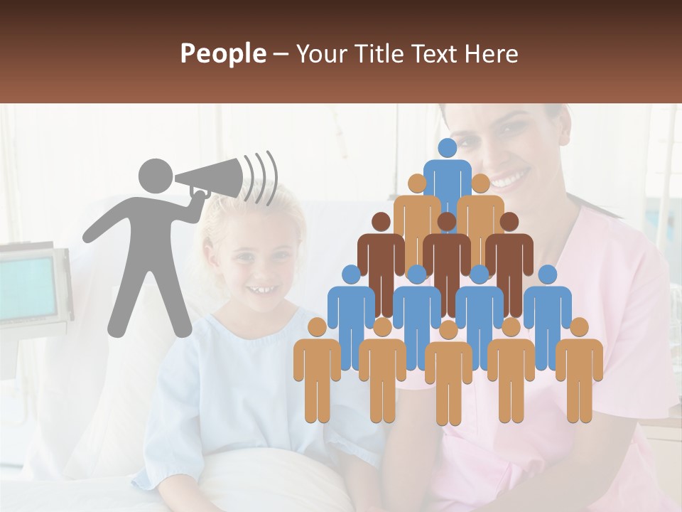 A Woman And A Little Girl Sitting On A Hospital Bed PowerPoint Template