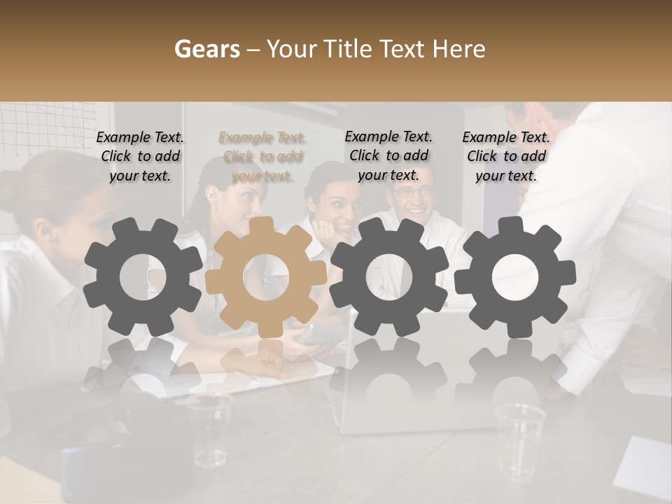 A Group Of People Sitting Around A Laptop Computer PowerPoint Template