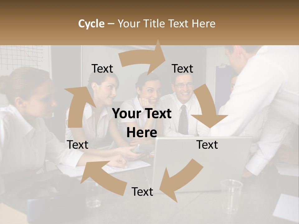 A Group Of People Sitting Around A Laptop Computer PowerPoint Template