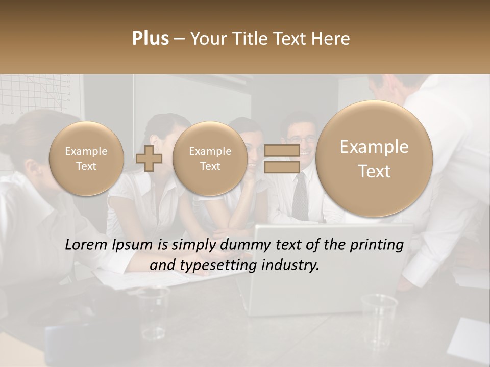A Group Of People Sitting Around A Laptop Computer PowerPoint Template