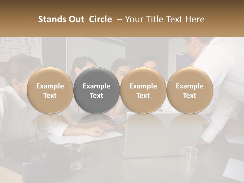 A Group Of People Sitting Around A Laptop Computer PowerPoint Template