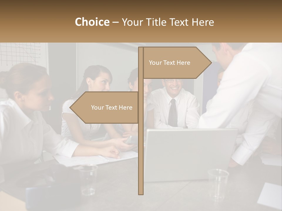 A Group Of People Sitting Around A Laptop Computer PowerPoint Template