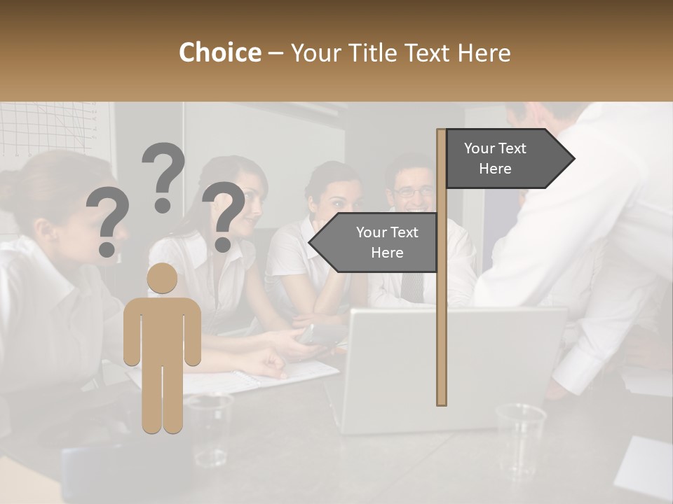 A Group Of People Sitting Around A Laptop Computer PowerPoint Template