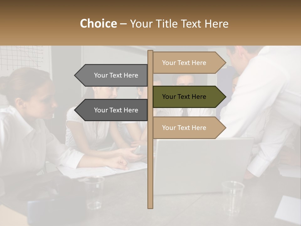 A Group Of People Sitting Around A Laptop Computer PowerPoint Template