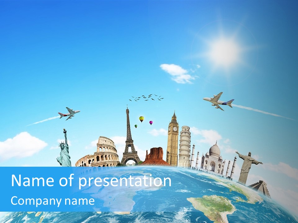 A Picture Of The World With A Lot Of Landmarks On It PowerPoint Template