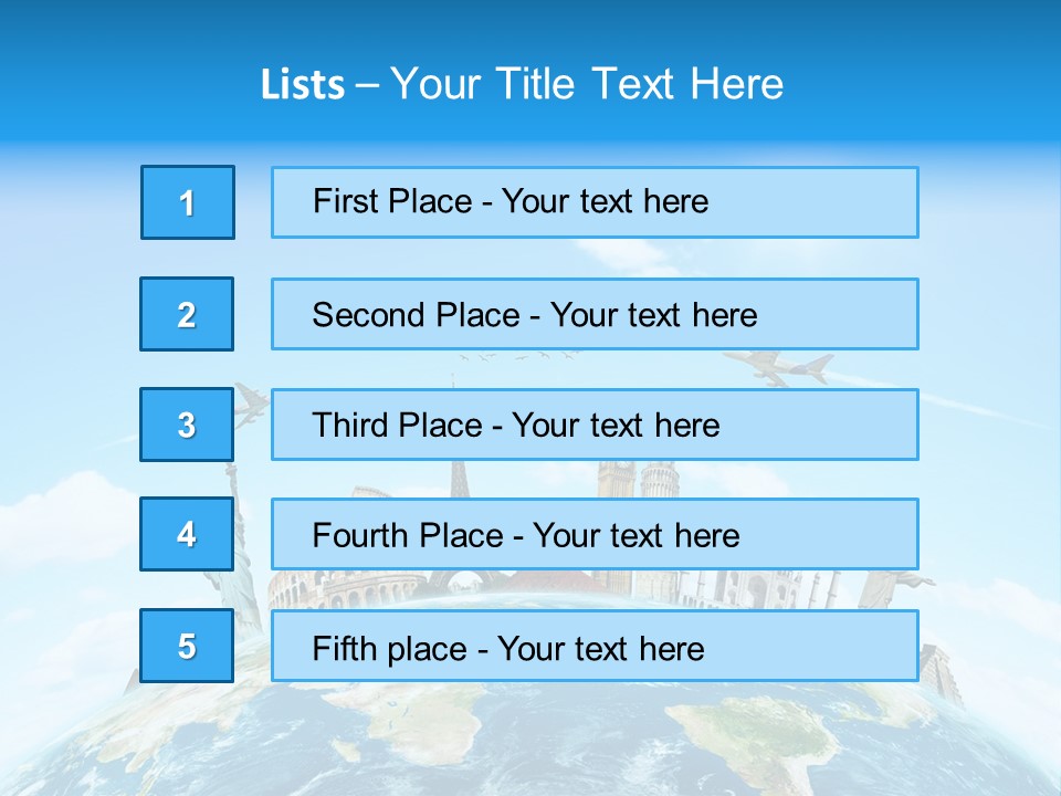 A Picture Of The World With A Lot Of Landmarks On It PowerPoint Template