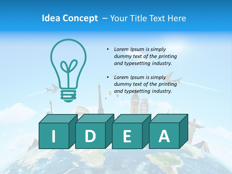 A Picture Of The World With A Lot Of Landmarks On It PowerPoint Template