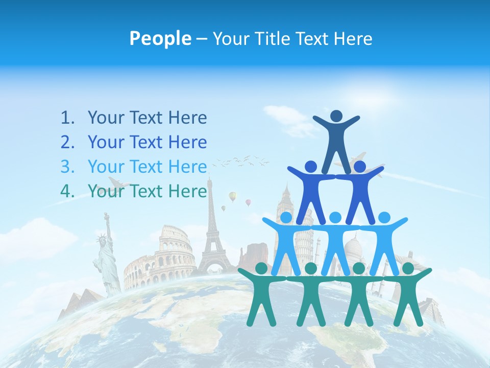 A Picture Of The World With A Lot Of Landmarks On It PowerPoint Template