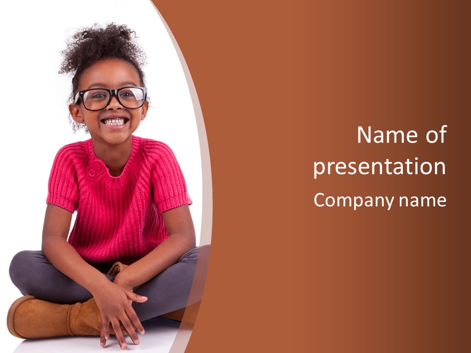 A Little Girl Sitting On The Floor With Her Legs Crossed PowerPoint Template
