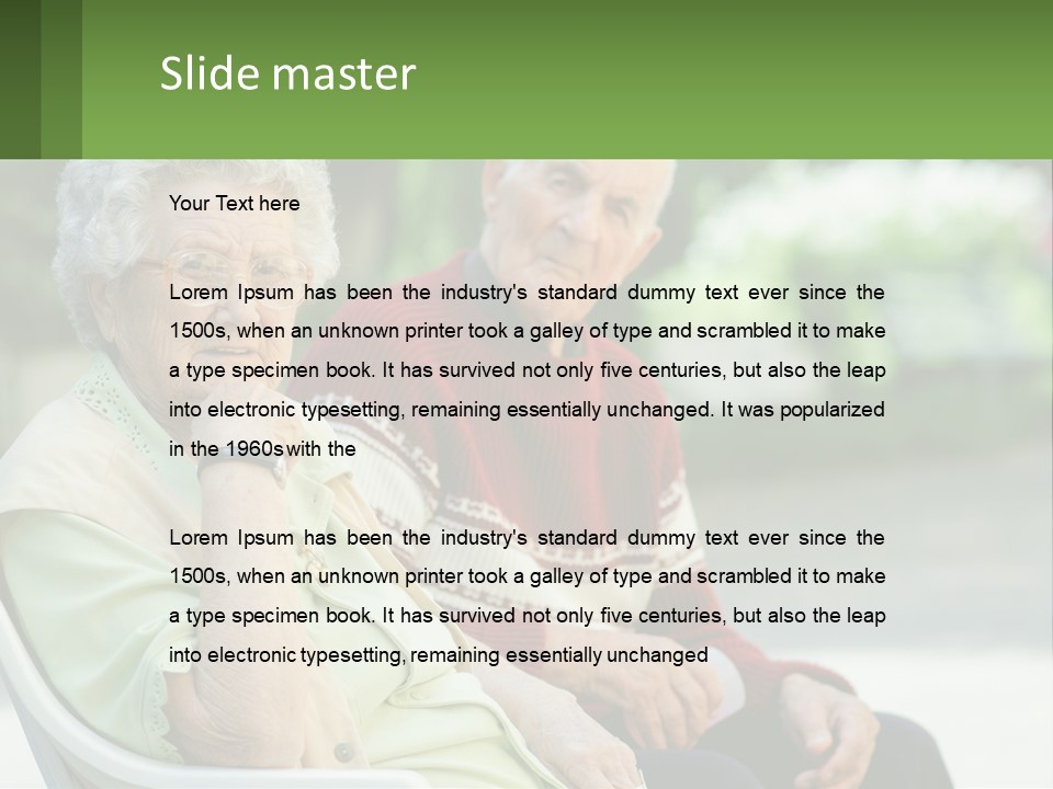 A Couple Of Elderly People Sitting On A Bench PowerPoint Template