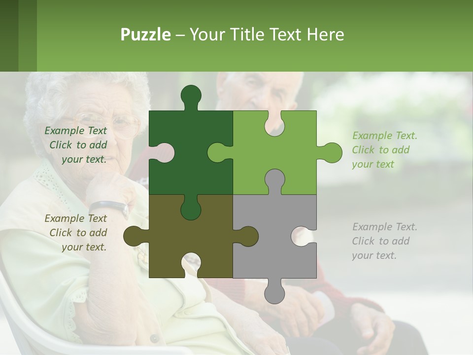 A Couple Of Elderly People Sitting On A Bench PowerPoint Template