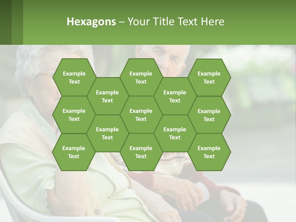 A Couple Of Elderly People Sitting On A Bench PowerPoint Template