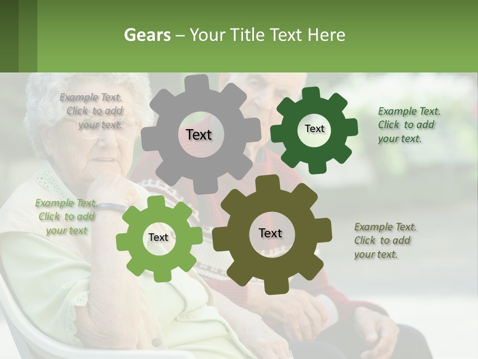 A Couple Of Elderly People Sitting On A Bench PowerPoint Template