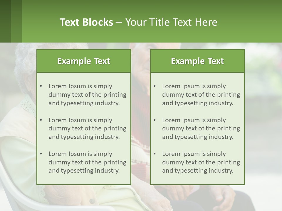 A Couple Of Elderly People Sitting On A Bench PowerPoint Template