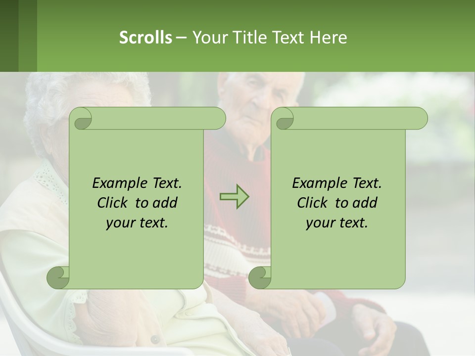 A Couple Of Elderly People Sitting On A Bench PowerPoint Template