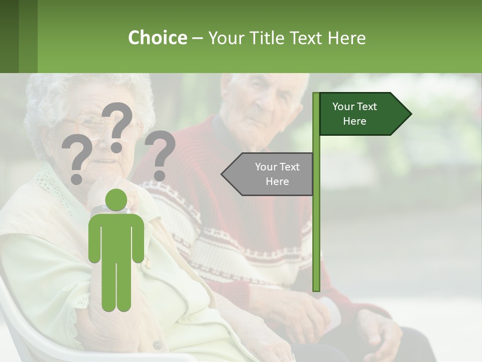 A Couple Of Elderly People Sitting On A Bench PowerPoint Template