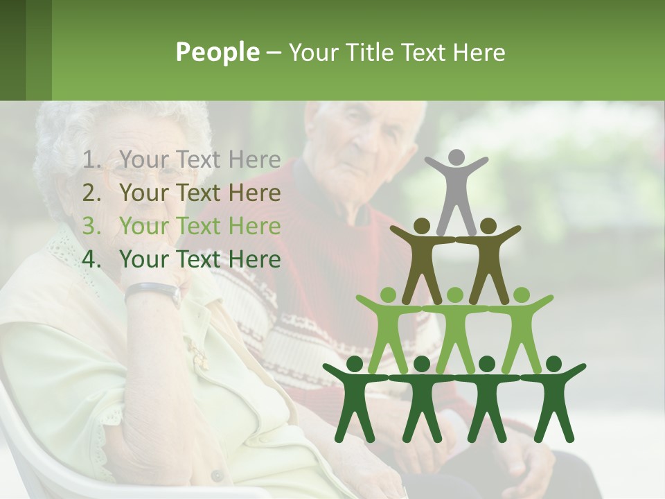 A Couple Of Elderly People Sitting On A Bench PowerPoint Template