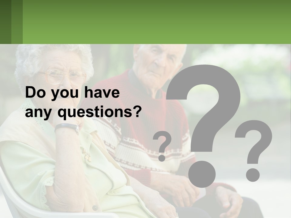 A Couple Of Elderly People Sitting On A Bench PowerPoint Template
