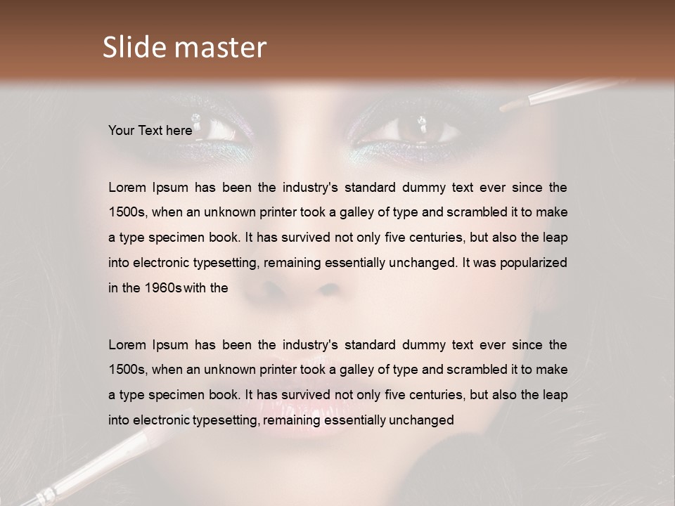 A Woman With Makeup Brushes On Her Face PowerPoint Template