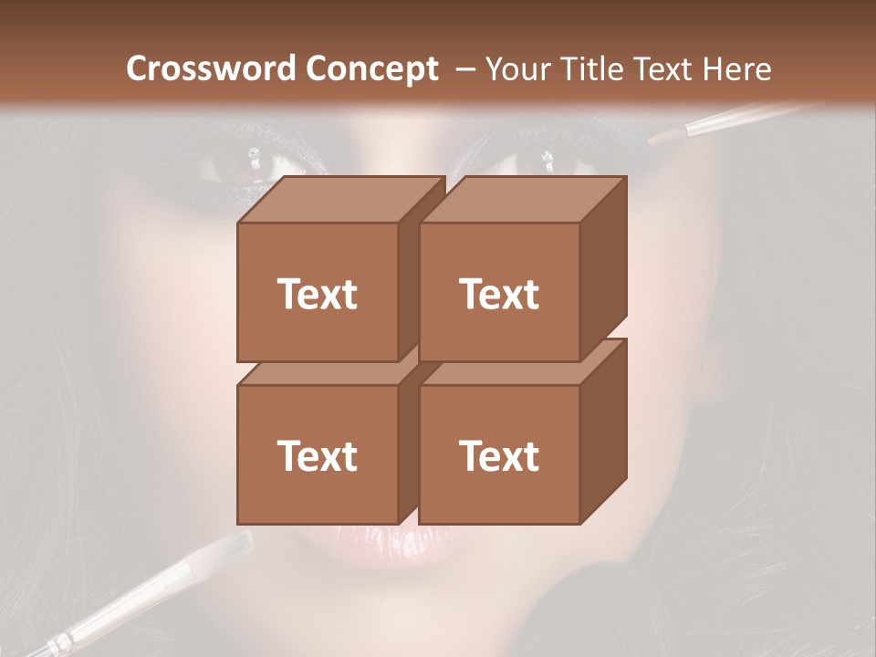 A Woman With Makeup Brushes On Her Face PowerPoint Template