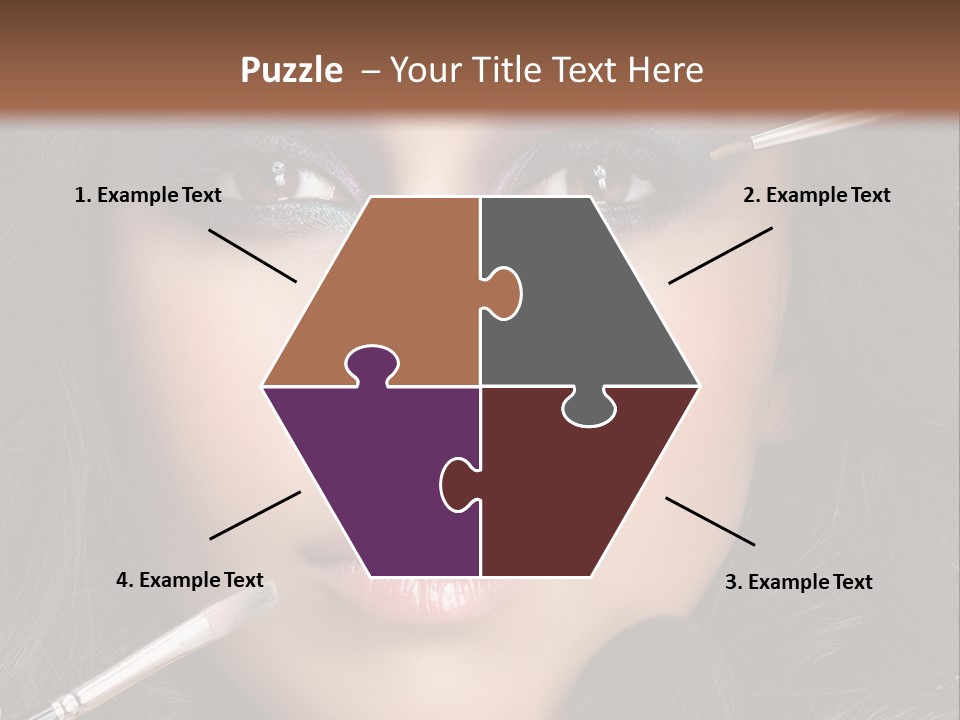 A Woman With Makeup Brushes On Her Face PowerPoint Template