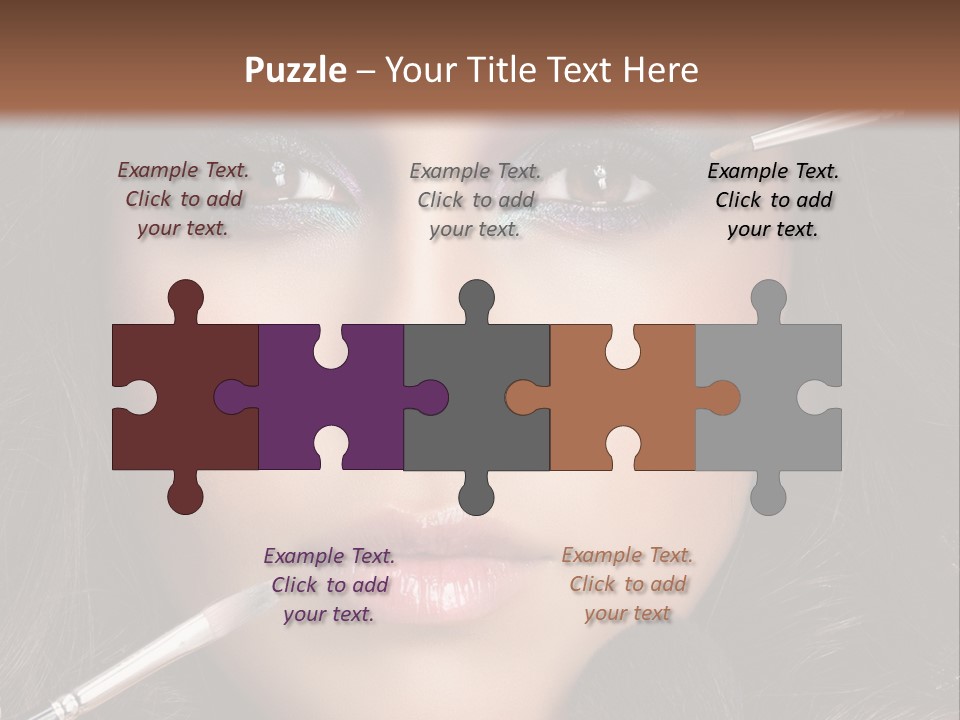 A Woman With Makeup Brushes On Her Face PowerPoint Template