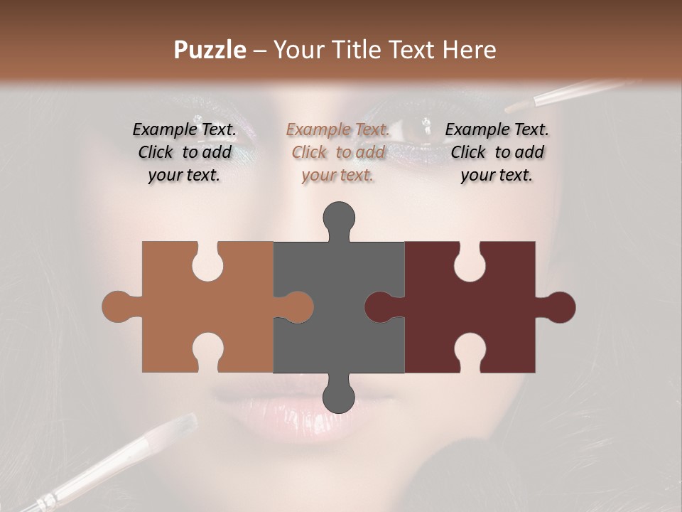 A Woman With Makeup Brushes On Her Face PowerPoint Template