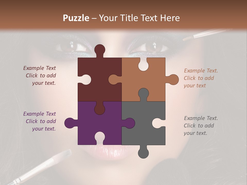 A Woman With Makeup Brushes On Her Face PowerPoint Template